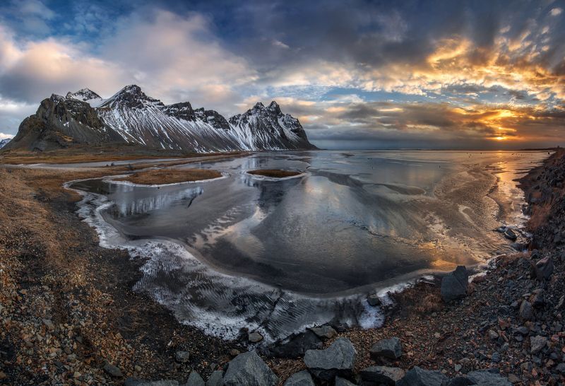 Вестрахорн, Стокснес, Исландия  Морозное утро в Исландии фото превью