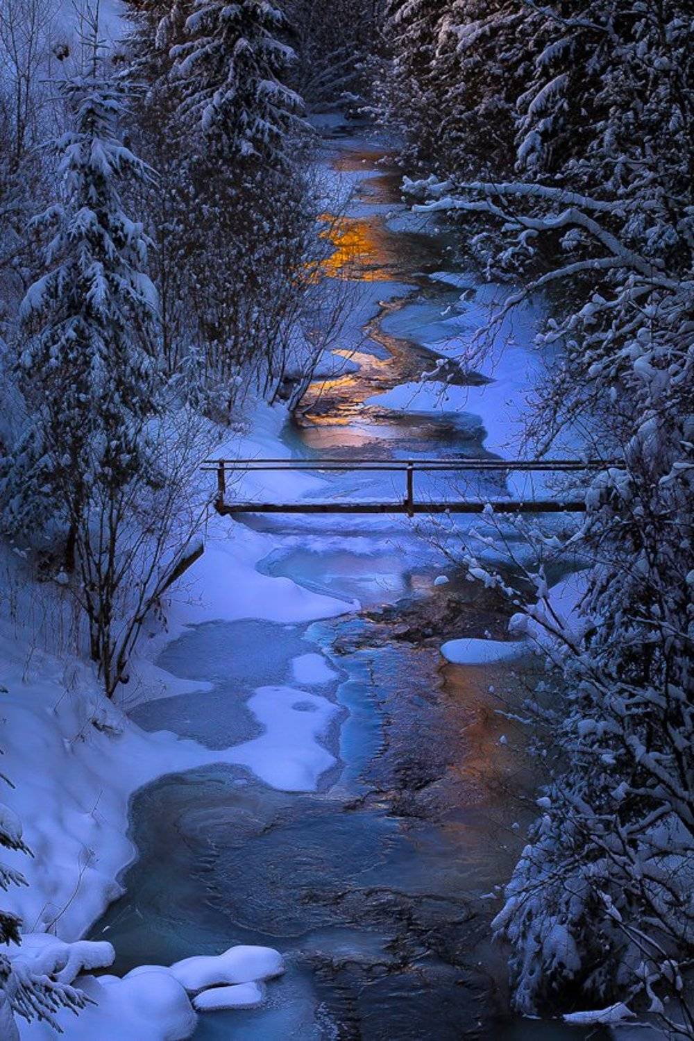 winter, sunset, ice, Gabriel Prescornita