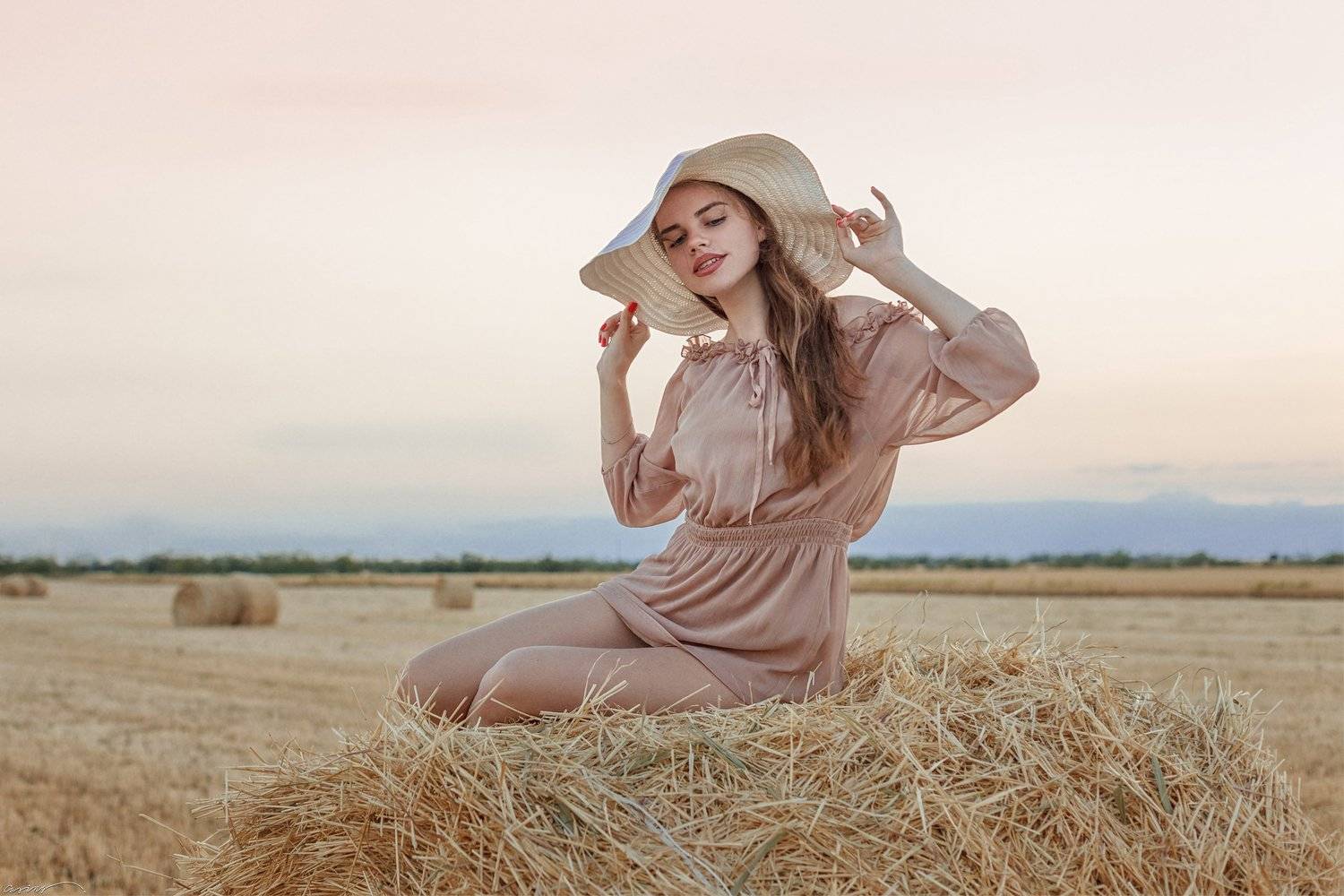 девушка, поле, пшеница, закат, простор, Aleksandr (Casing)