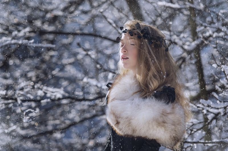 girl, portrailt, children, winter, Winter фото превью