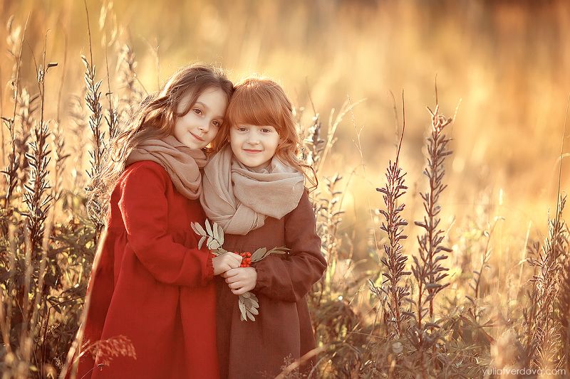 дружба, девочка, дети, осень  фото превью