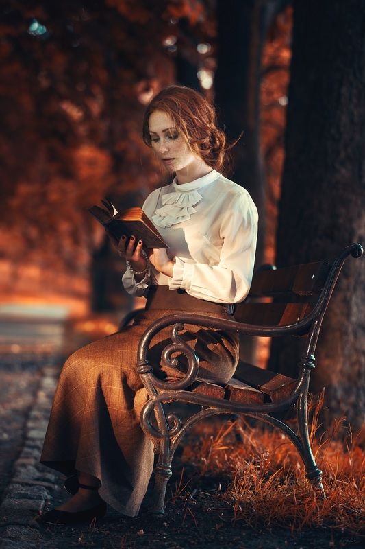 retro woman book autumn Ann of Green GAbles фото превью