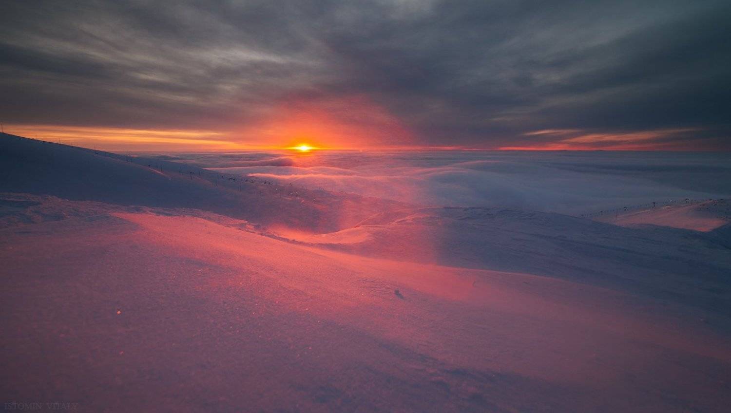 пейзаж,хибины,россия,облака,туман,солнце,зима,горы, Виталий Истомин