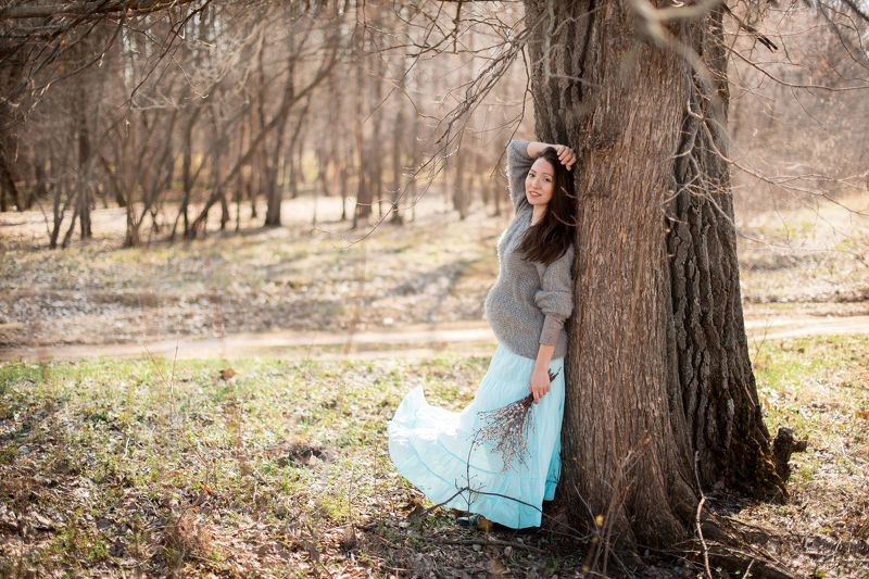 беременная, апрель, ожидание, pregnant, woman, nature Пробуждение фото превью