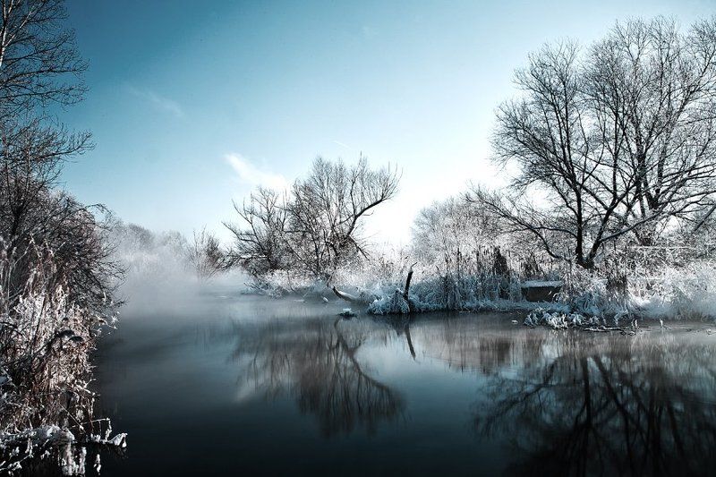 зима, сказка, лес, река, испарение Какая-то зимняя сказка фото превью
