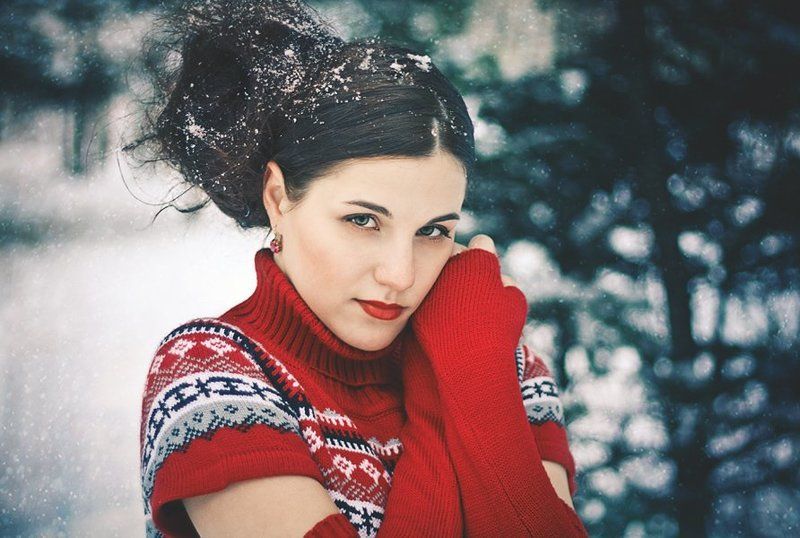 зима, зимнее, морозко, мороз, холод, лед, девушка, лес, портрет Морозко фото превью
