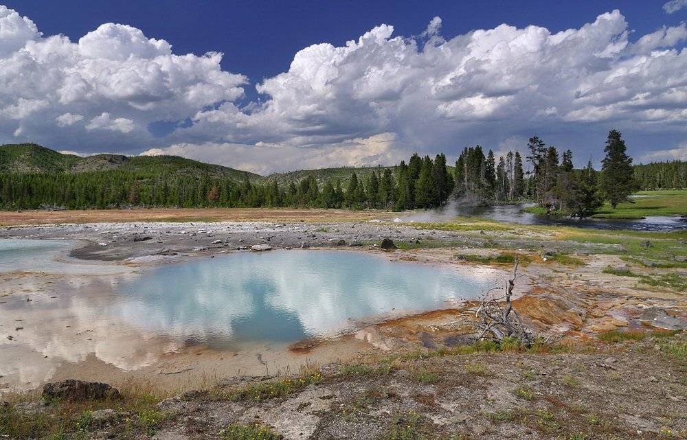 облака, природа, река, озеро, горы, Pavel