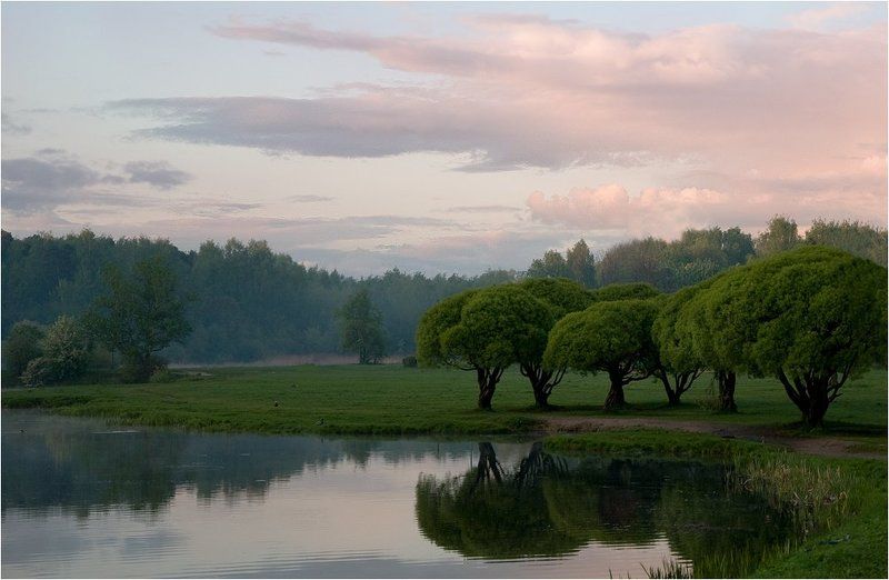 вечер, река, закат *** фото превью