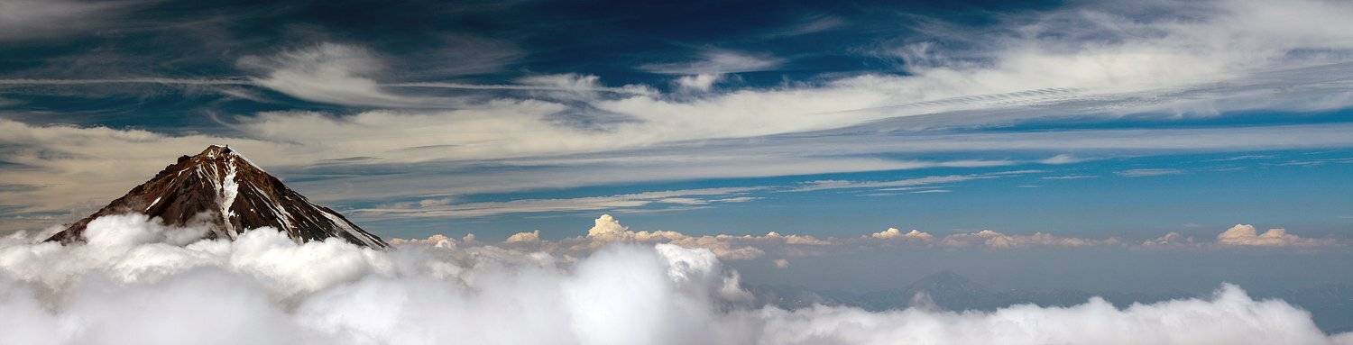 камчатка, вулкан, небо, облака, лето, Денис Будьков