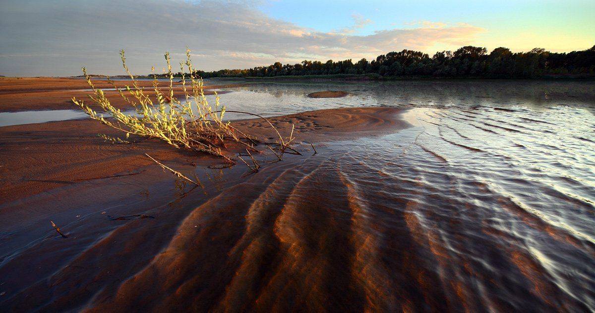 волны, вечер, закат, ветер, Михаил Псарёв
