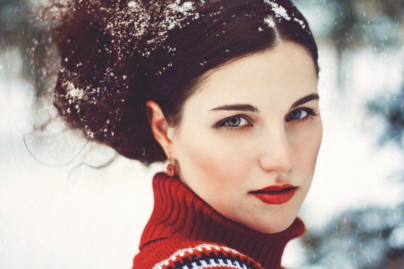 зима, зимнее, холод, мороз, снег, девушка Красна девица фото превью