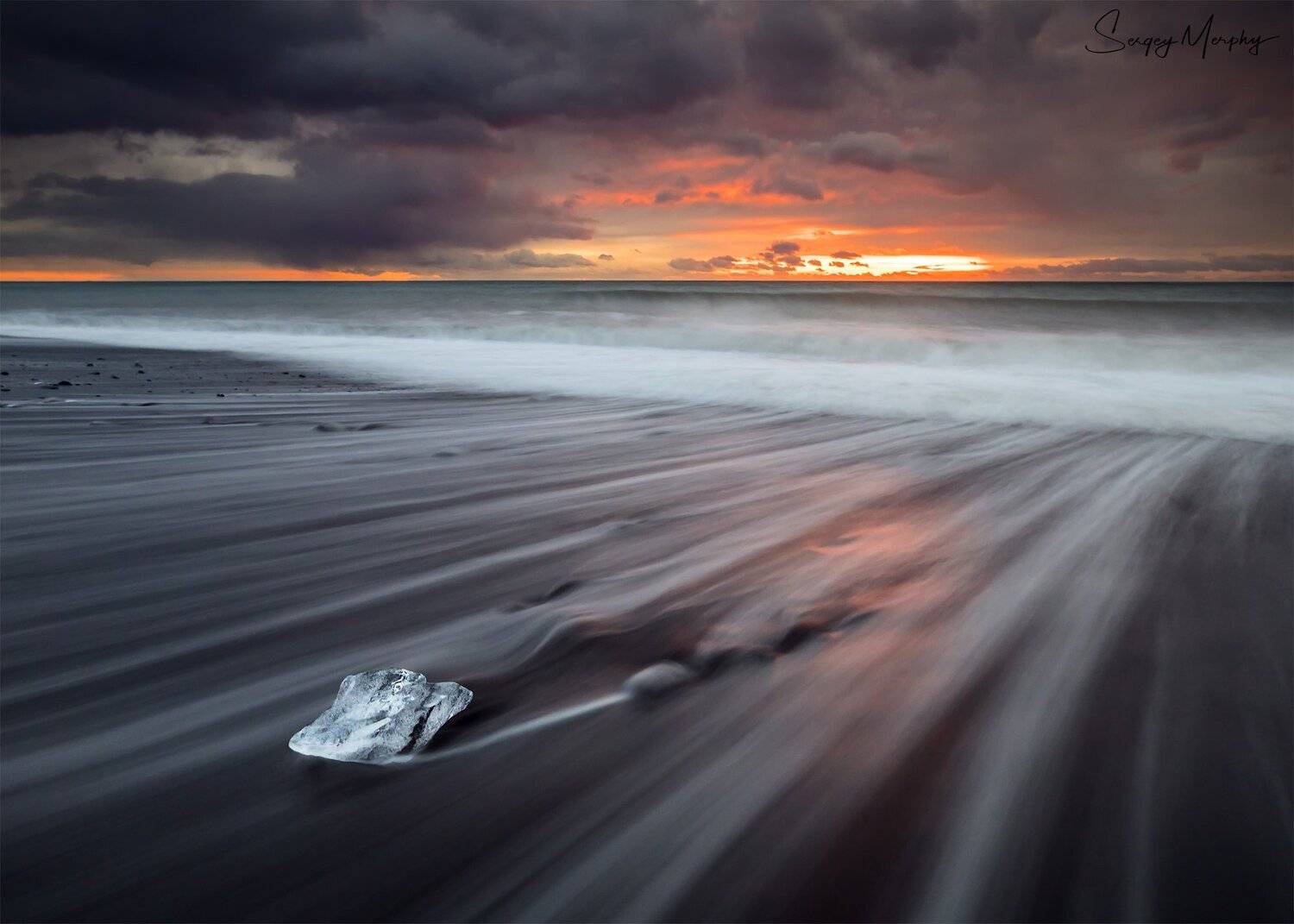 ice, iceland, sunrise, Sergey Merphy