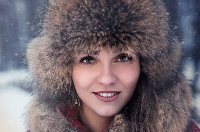 портрет, модель, зима Алена фото превью