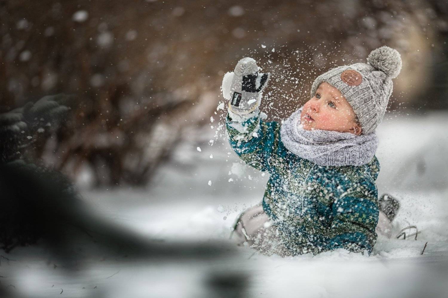 снег, ребенок, мухи, снегопад, зима, Новицкая Татьяна