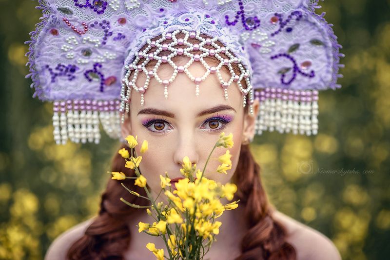 кокошник, фешн, сказка, красавица Purple dreams фото превью