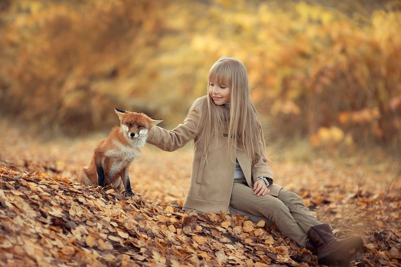 девочка с лисичкой Подружились! фото превью