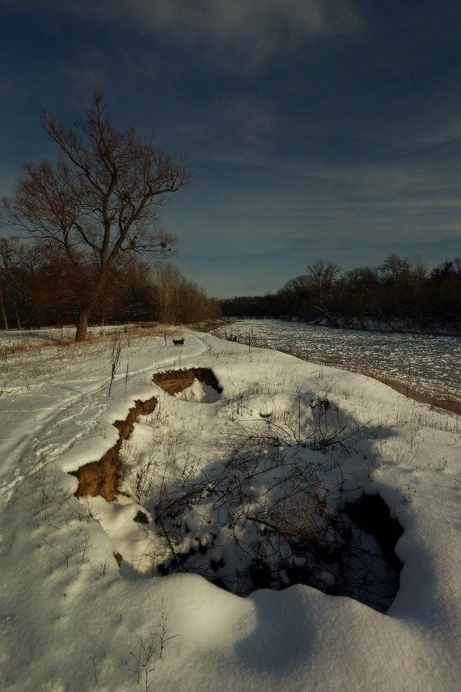 зима,река,снег, январь,	яма, Петриченко Валерий