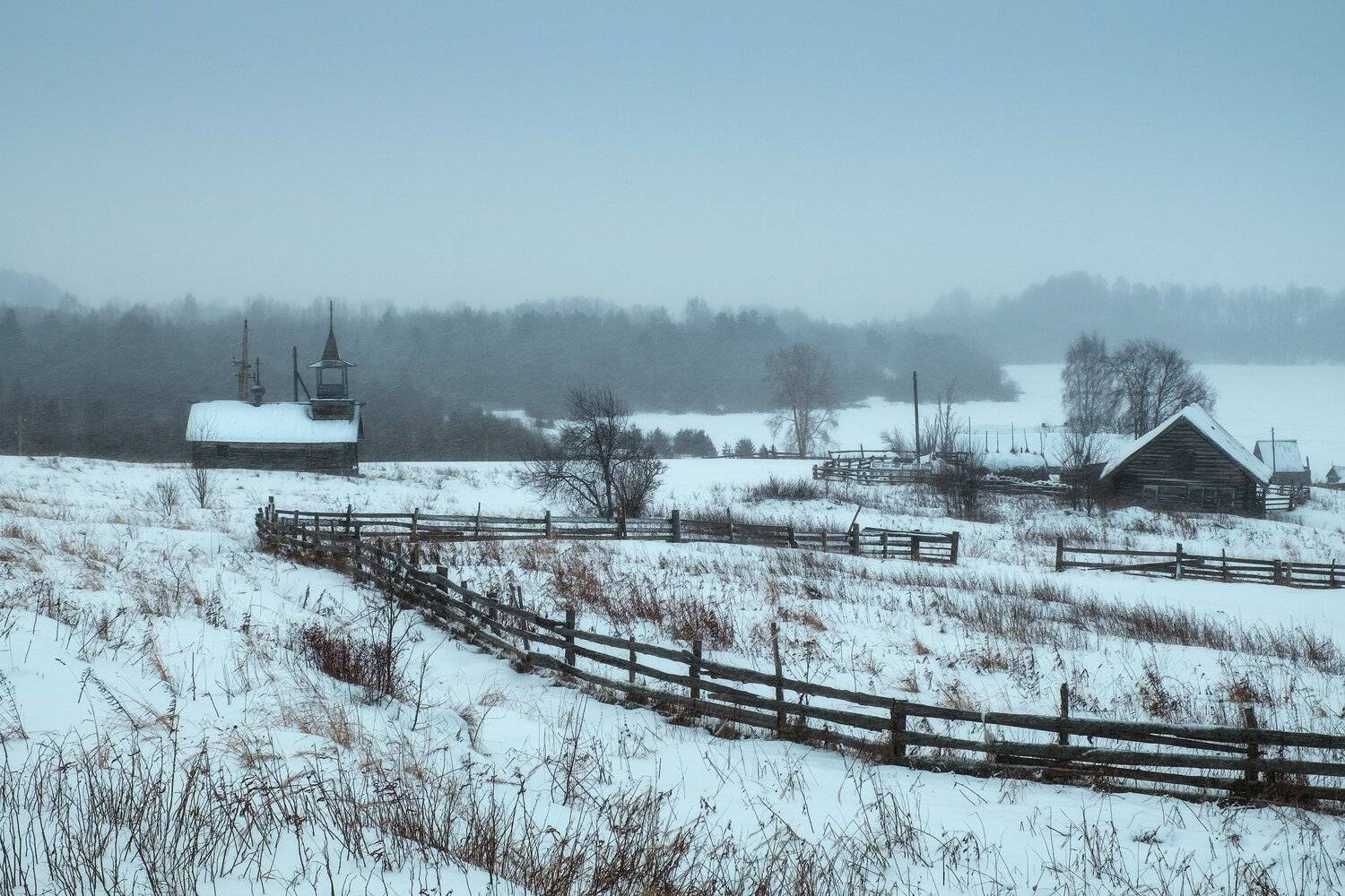 россия, архангельская область, кенозерье, пейзаж, зима, снег, минимализм, церковь, север, заповедник, Оборотов Алексей