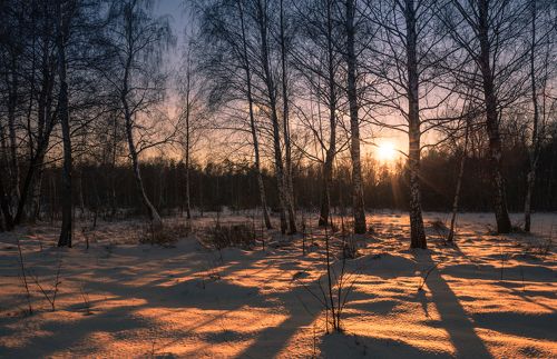Белые луга, огненный закат