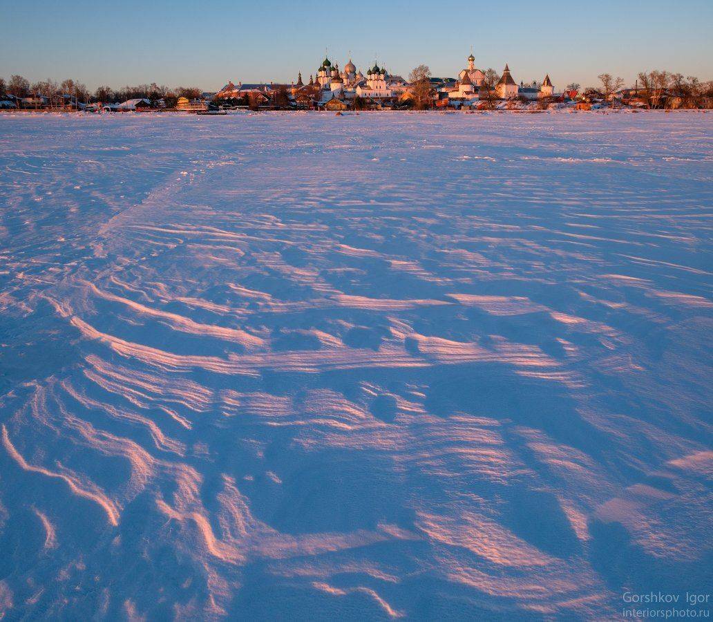 ростов,кремль,озеро,зима,закат,волны,фактура,снег,краски,архитектура,золотое кольцо россии,путшествие,пейзаж,, Горшков Игорь