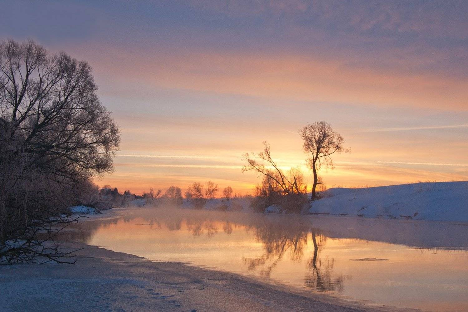 утро весна природа пейзаж якшино река упа, Михаил Агеев