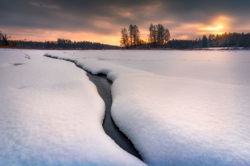 winter snow poland podlasie sky water clouds colors mood Winter glow... фото превью