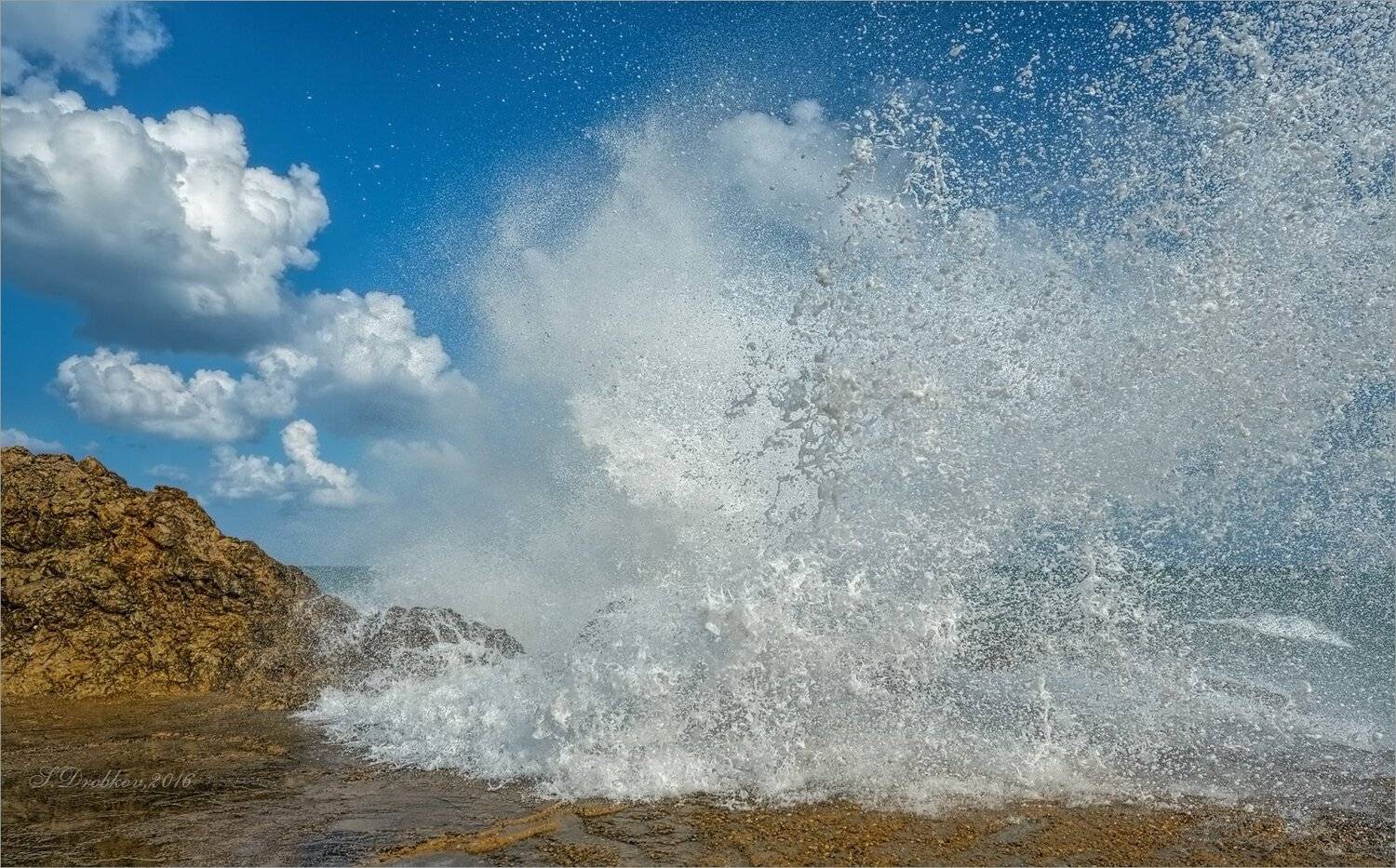 волны, море, облака, скалы, осень, небо, Sergey Drobkov