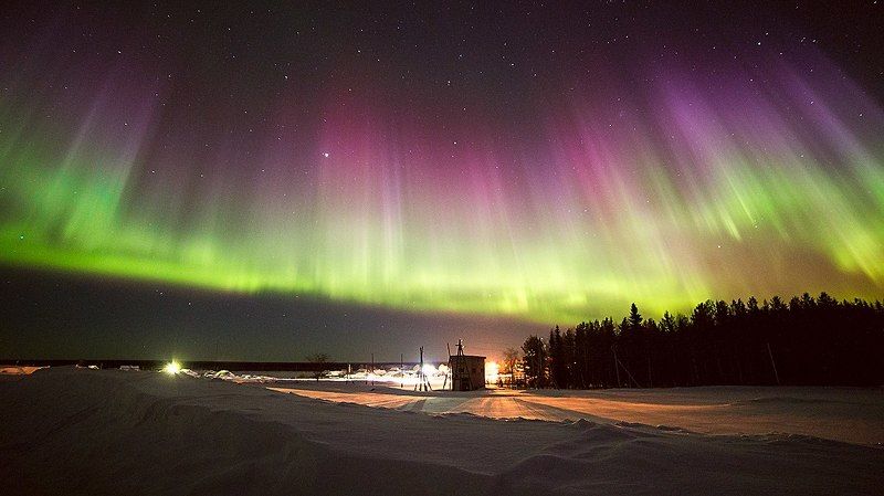 север,ночь,природа,северное сияние,зима,краски,печора,коми Северное сияние фото превью