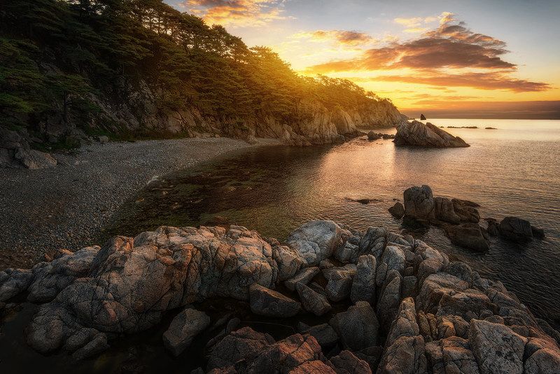 приморский край, море, солнце, рассвет, море, побережье Бухты Выползающей черепехи фото превью