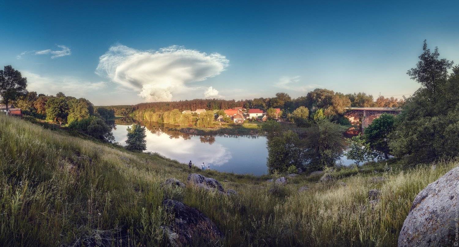 украина, коростышев, пейзаж, река, тетерев, берег, рыбаки, облака, гармония, чувства, загадочный вечер, познание жизни,  удивление, открытия,  энтузиазм, подъем духа, одушевление,, Александр Чорный