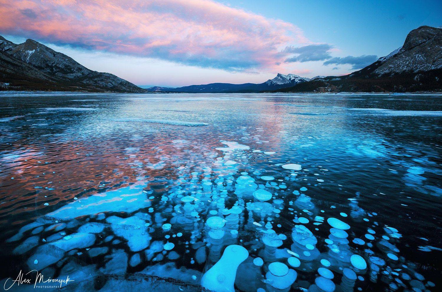лед, зима, озеро, пузыри, закат, небо, канада, фото-тур,, Alex Mironyuk