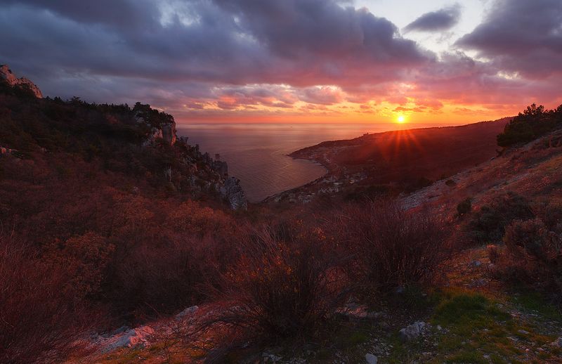 закат, зима, море Кацивели. фото превью