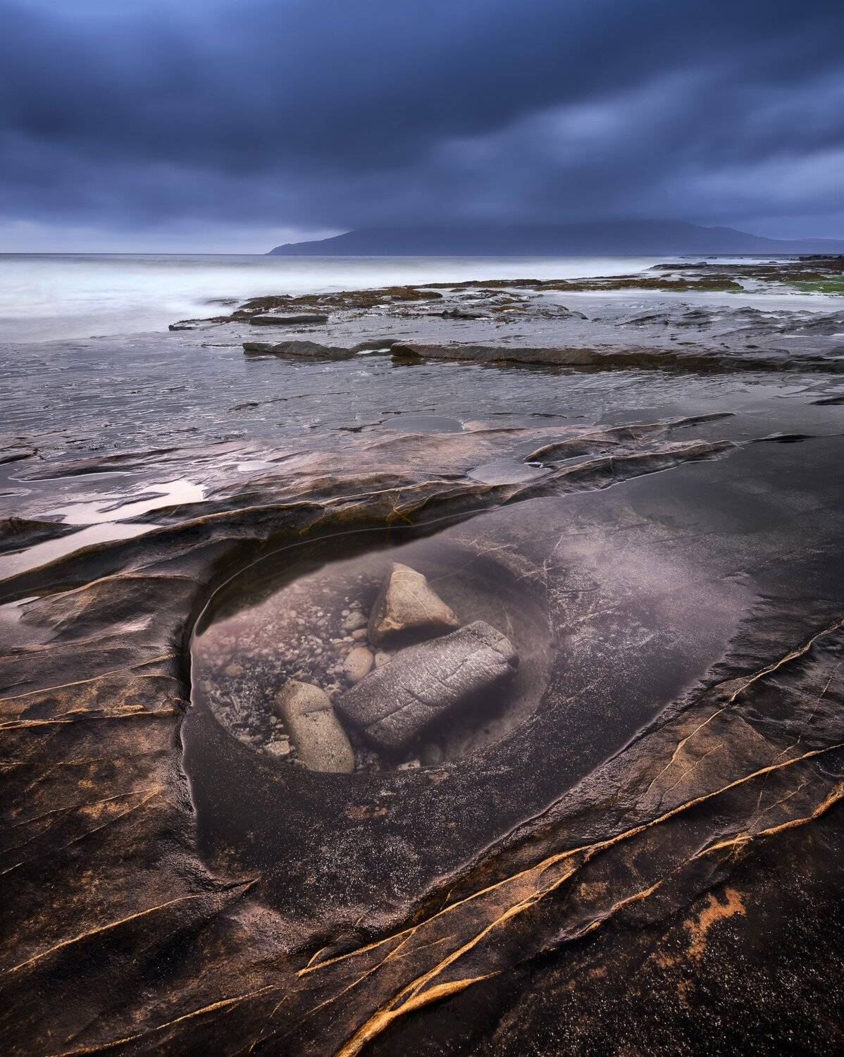 bay, beach, beautiful, blue, cliff, clouds, coast, coastal, dusk, eigg, europe, evening, golden, highlands, island, isle, kingdom, landscape, lochaber, nature, ocean, overcast, pebbles, rain, rainy, rhum, rock, rocky, rum, scenic, scotland, scottish, sea,, Andrey Omelyanchuk
