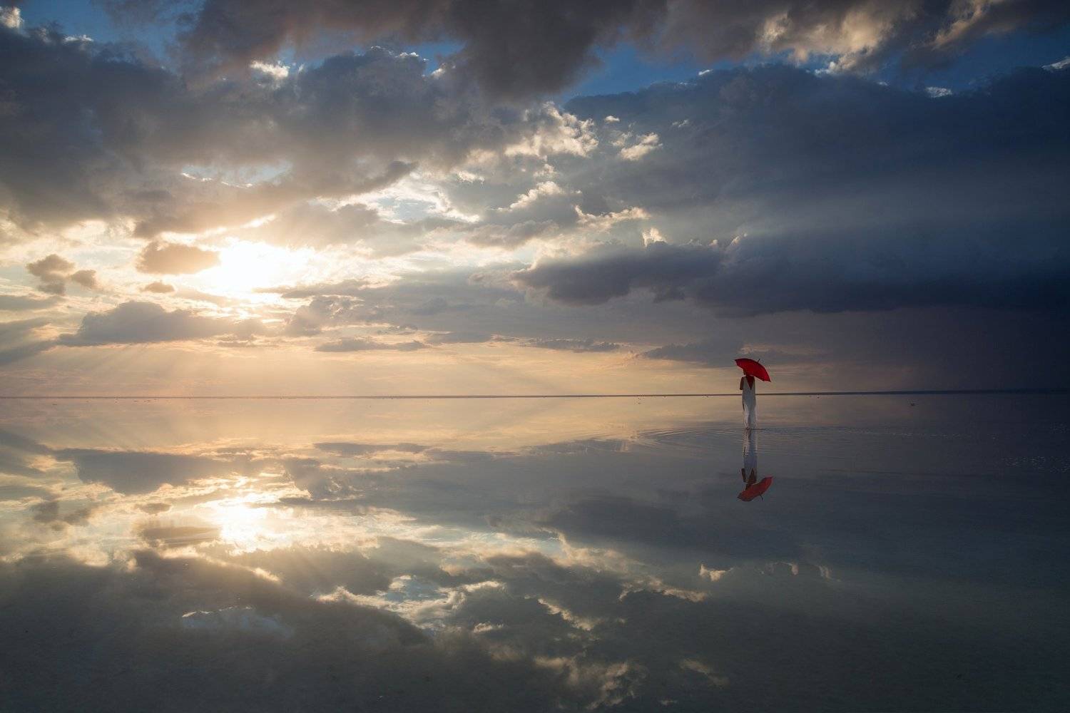 фото, цвет, девушка, гламур, озеро,зонт, вода, небо, облака, солнце, эльтон, отражение, Федотов Вадим(Vadius)