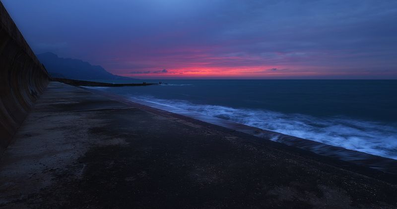 вечер, закат, море, зима Море. фото превью