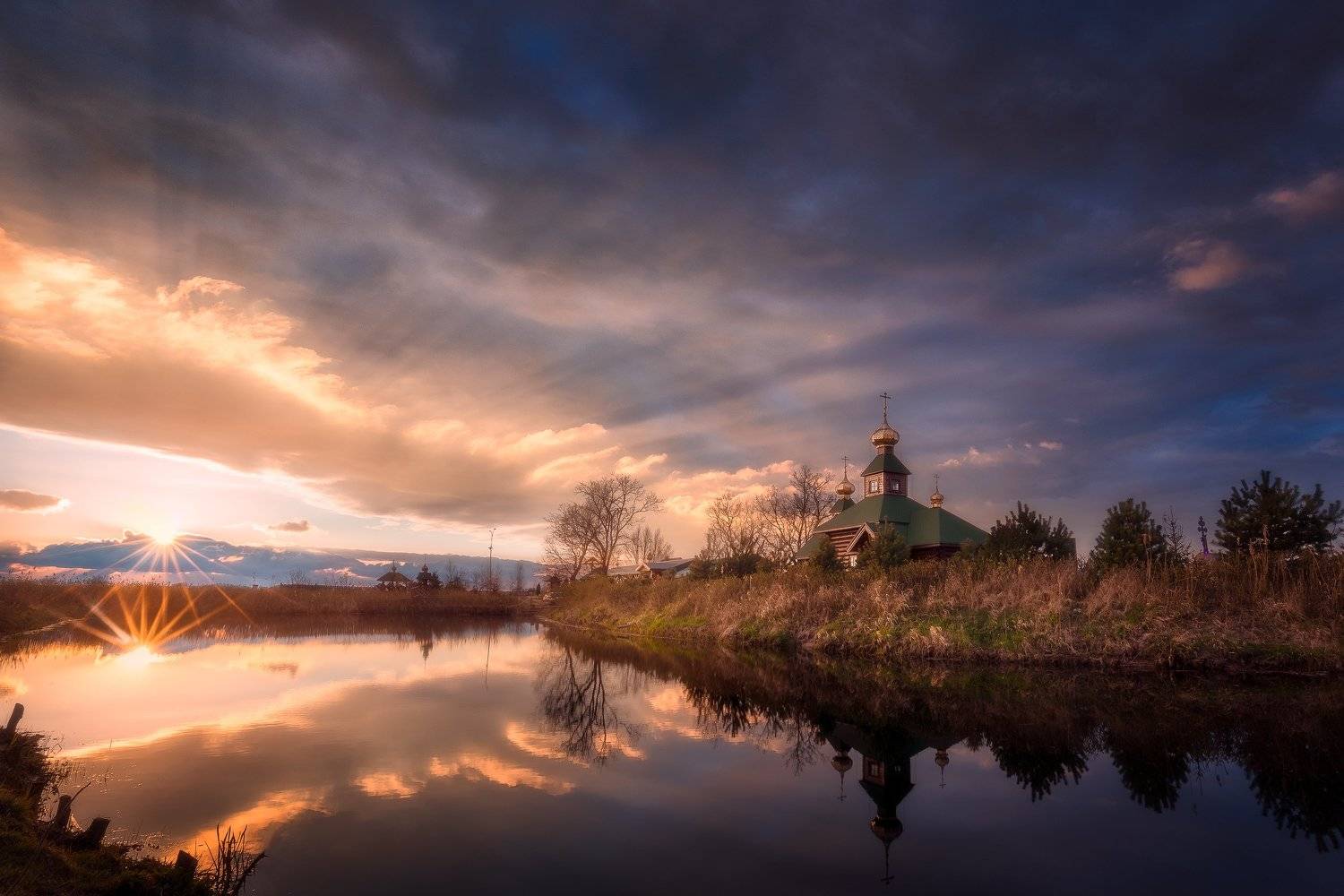 lake poland podlasie sunset sky clouds water colors mood odrynki monastery spring, Maciej Warchoł