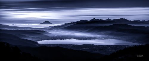 Mountains over the lake (panorama)