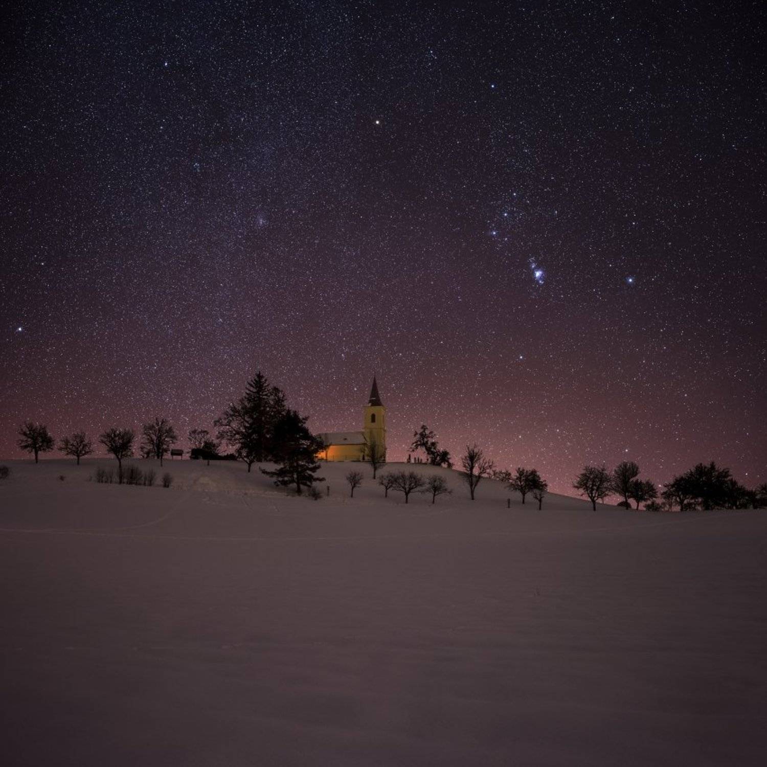 church, stars, orion, galaxy, night, nightscape,, Jakub M&uuml;ller