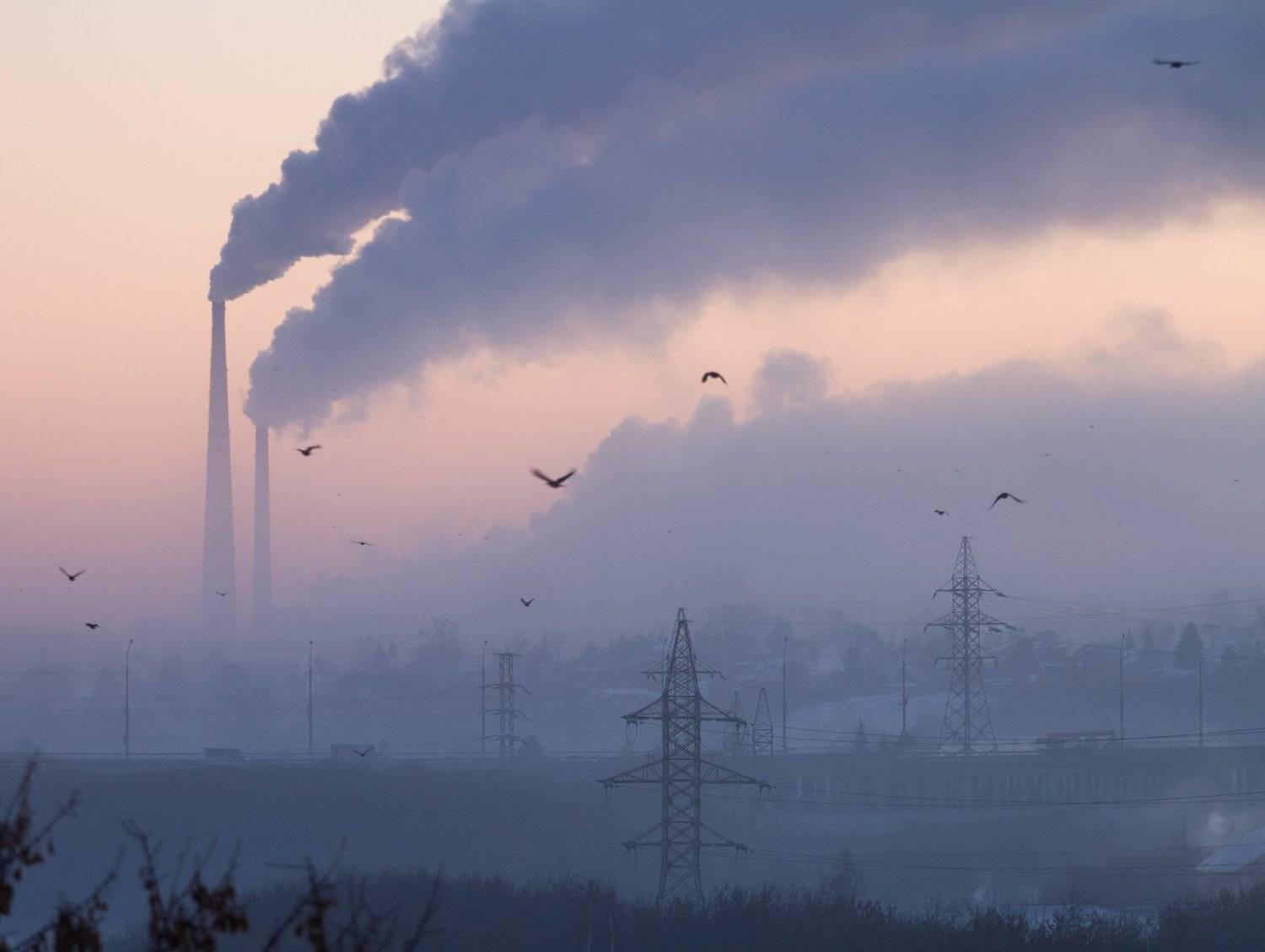 Омск, Россия, ТЭЦ, дым, зима, мороз, пейзаж, рассвет, Голубев Алексей