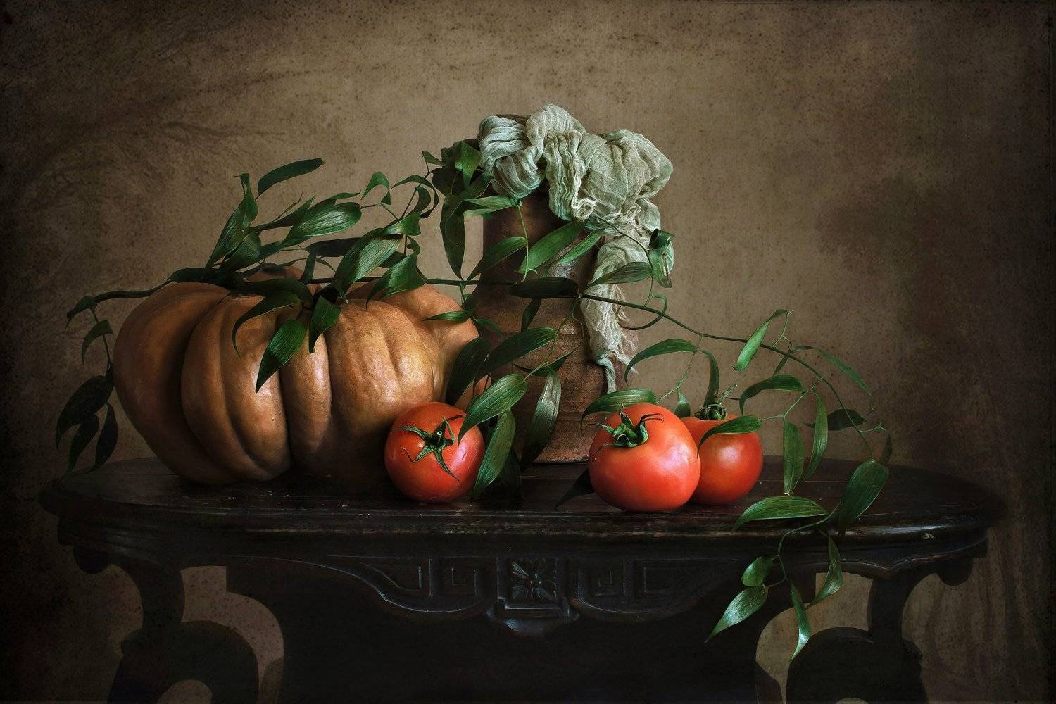 натюрморт, томаты, тыква, Анна Петина