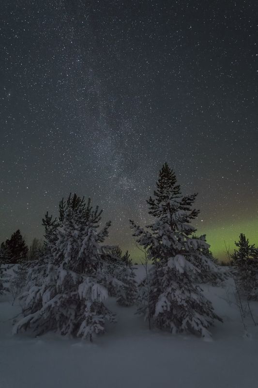 печора,ночь,звезды Январская ночь севера фото превью