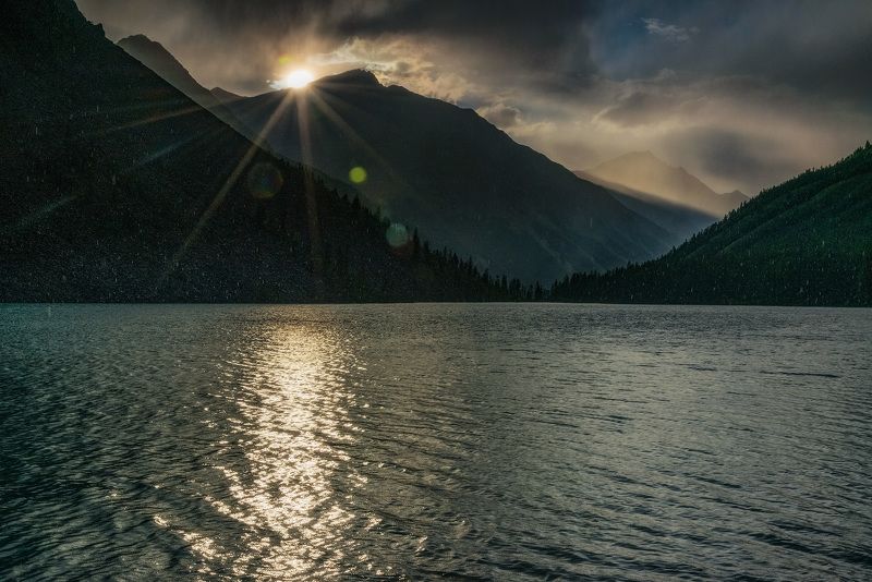 алтай, сибирь, нижнее шавлинское озеро, дождь, солнце, Грибной дождь фото превью