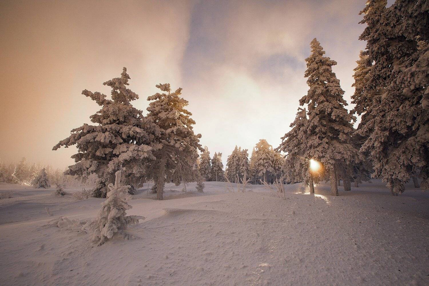 Таганай, утро, рассвет, горы, Урал, зима, снег, Владимир