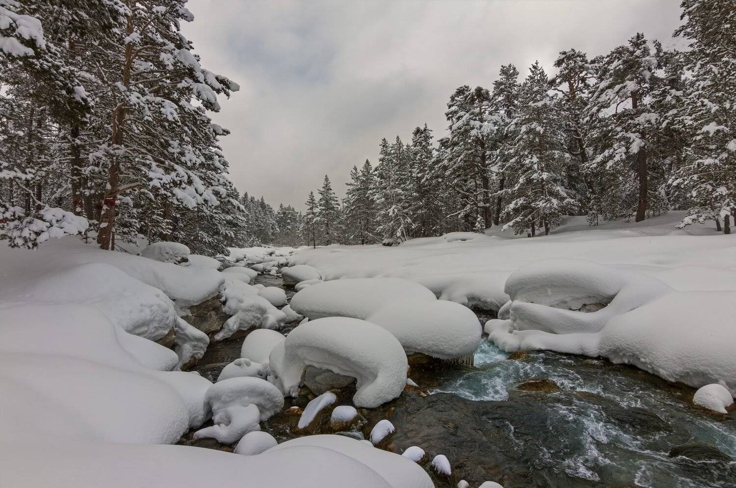 горы,зима, река, Эстелла