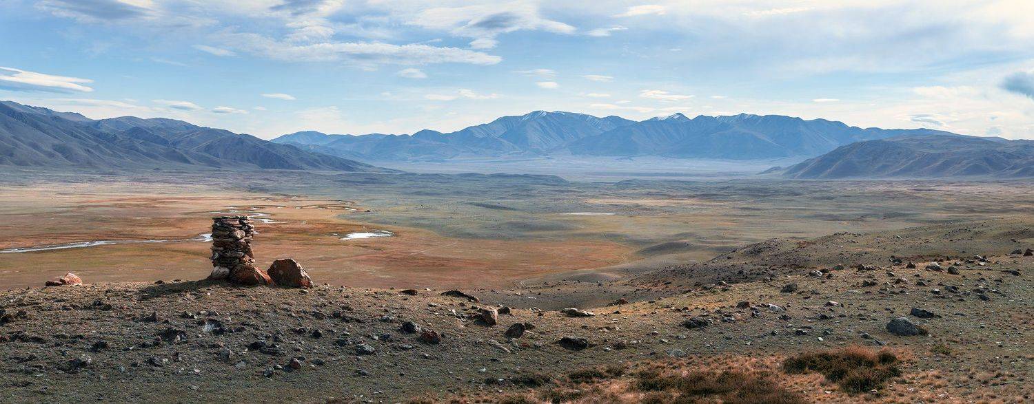 пейзаж, природа, панорама, широкий, большой, высокий, алтай, сибирь, россия, долина, простор, река, горы, хребет, даль, степь, камни,, Дмитрий Антипов