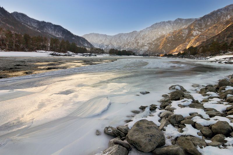 Зимняя река фото превью