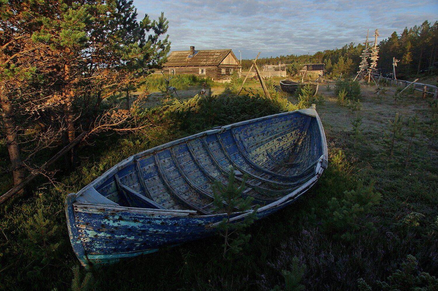 белое, море, лодка, Петр Косых