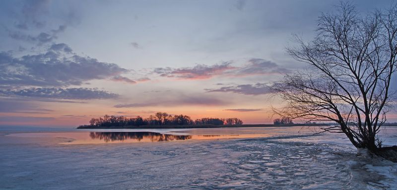 зима, рассвет, река.днепр, каховка Февральская оттепель. Рассвет фото превью
