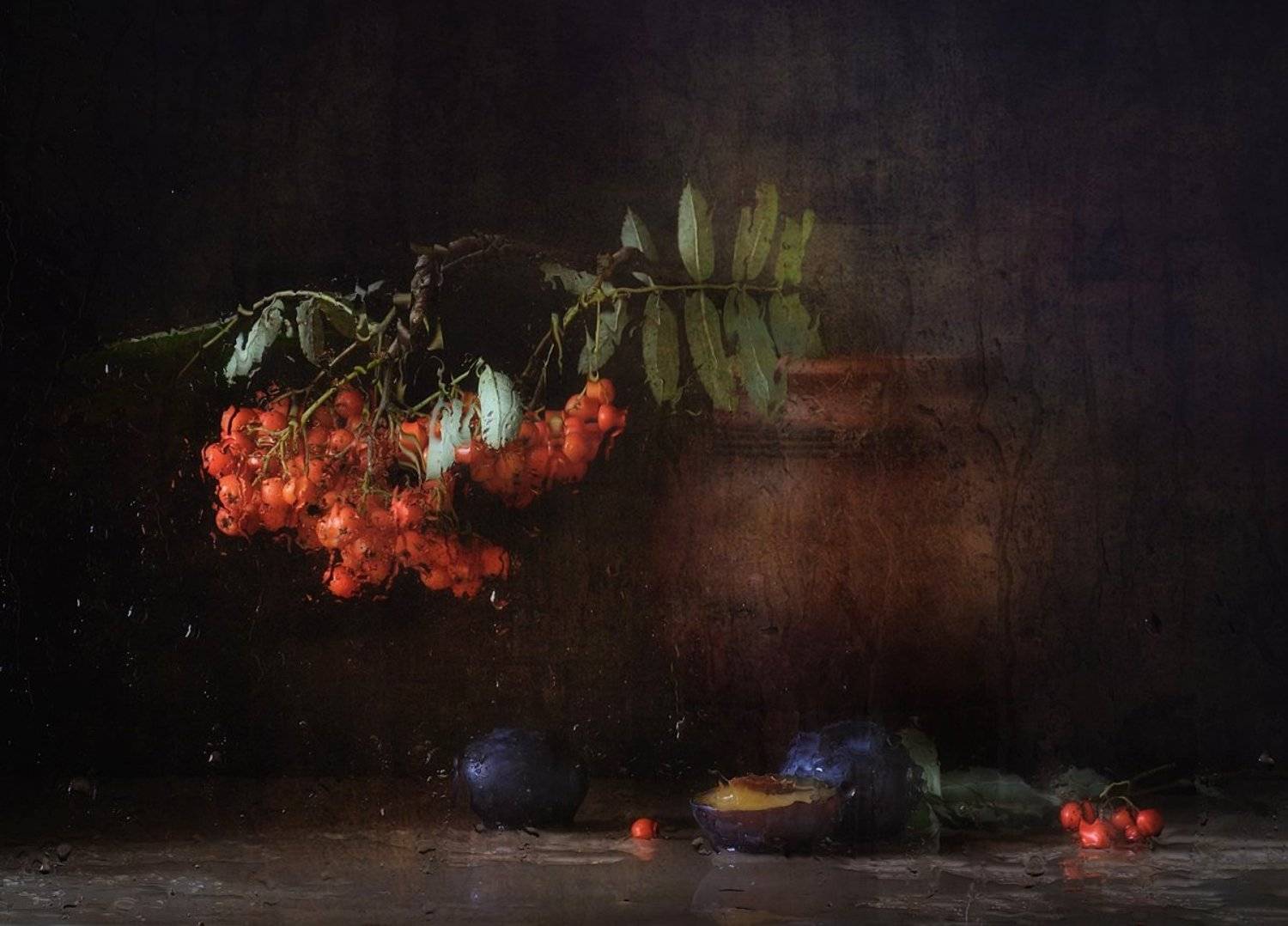 натюрморт,дождь,рябина,осень, Наталия