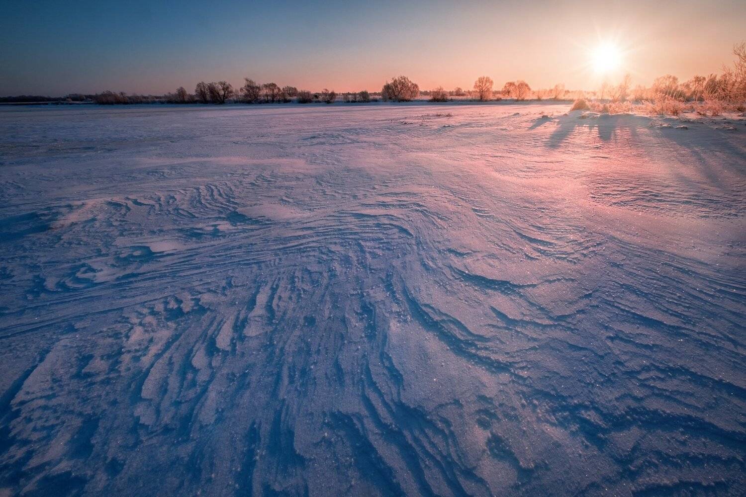 волга, дубна, река, снег, лед, рассвет, утро, солнце, Андрей Чиж